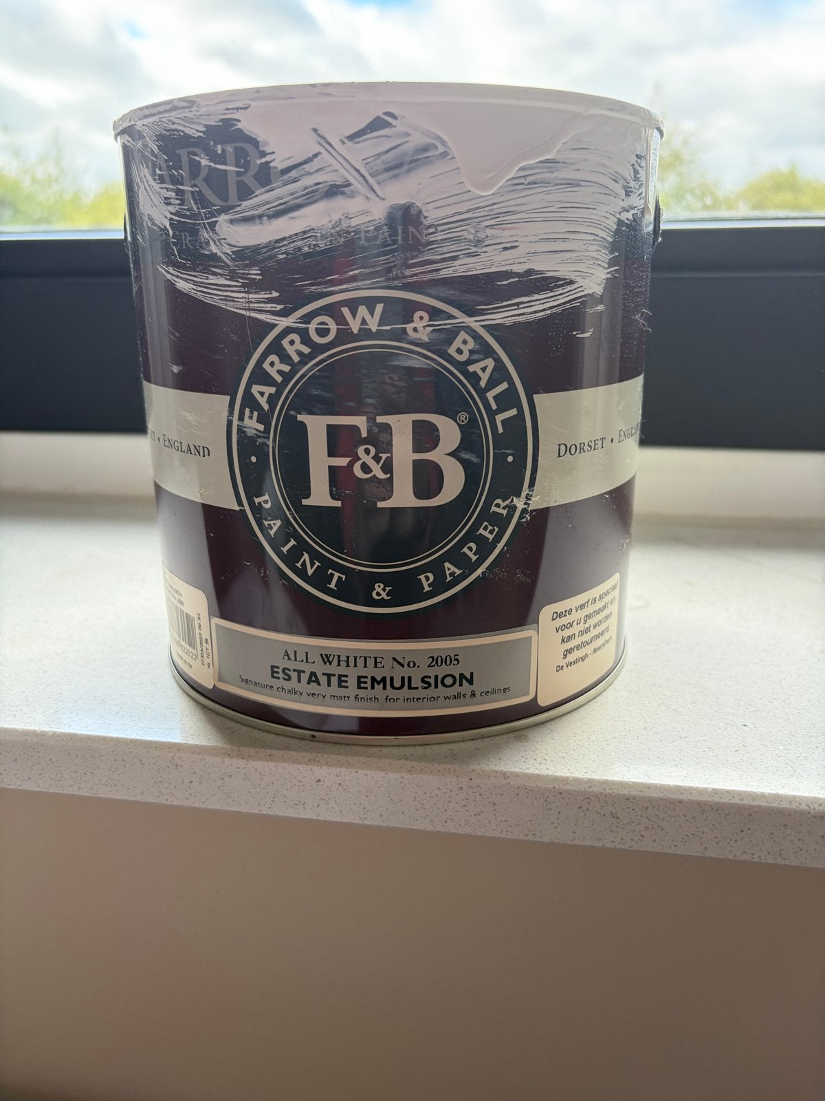 Farrow & Ball Estate Emulsion ALL WHITE No. 2005, Ophalen, Wit, Nieuw, Verf