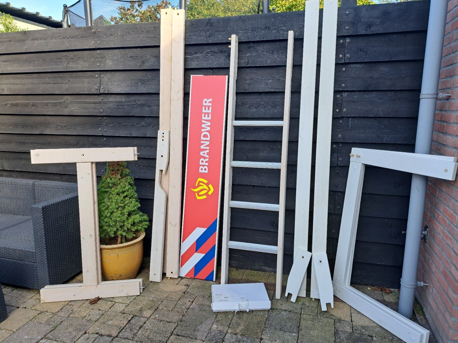 Onderdelen Lifetime hoogslaper met brandweer plank, Ophalen, Gebruikt, Eenpersoons, 200 cm