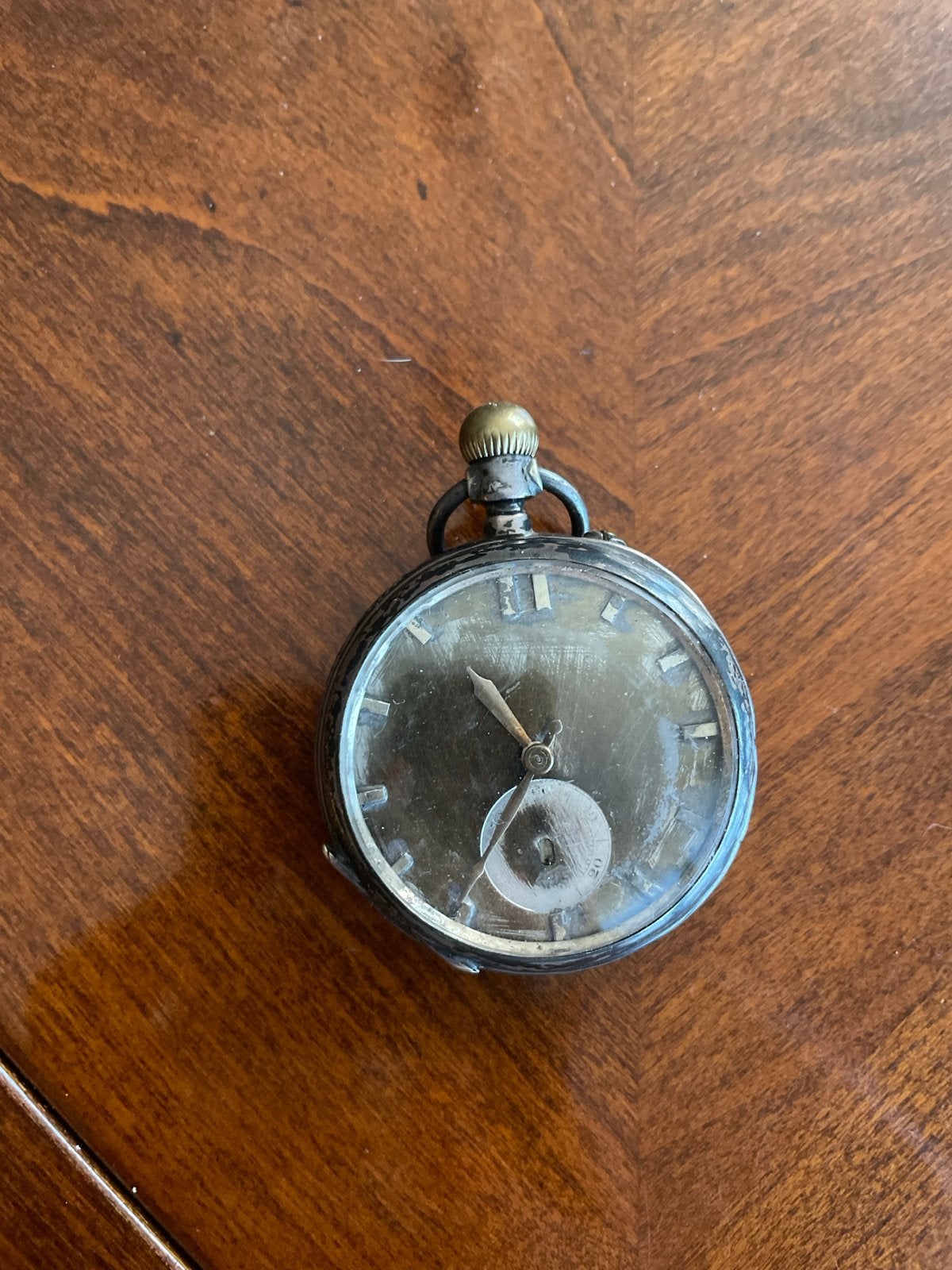 Antiek zilveren blindenhorloge met gravure, Ophalen of Verzenden