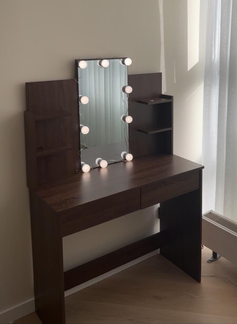 vidaXL Kaptafel met LED-verlichting - Zo goed als nieuw, 100 tot 150 cm, Zo goed als nieuw, Hout, 50 tot 100 cm