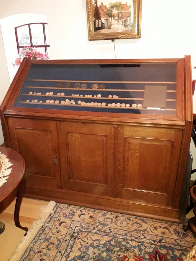 Antieke Muntenkast/Vitrinekast uit de Jaren '20 - Eikenhout, Ophalen