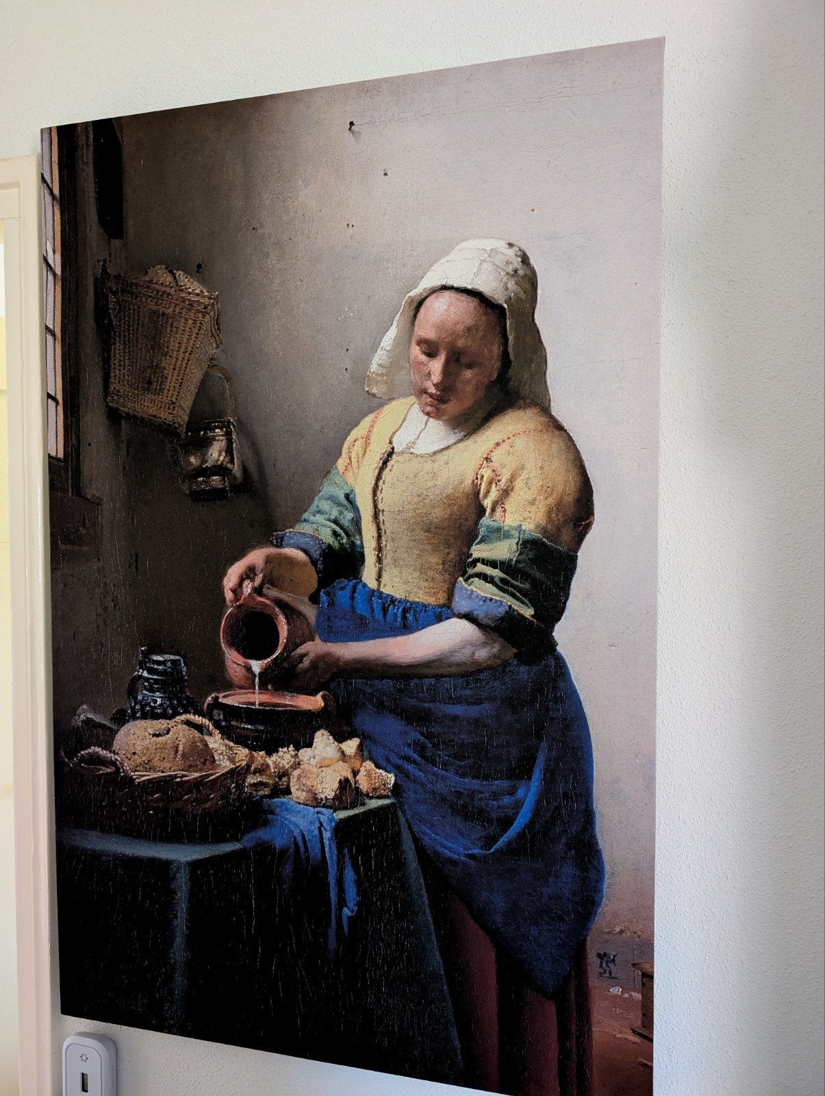 Groot schilderij melkmeisje canvas doek, Ophalen