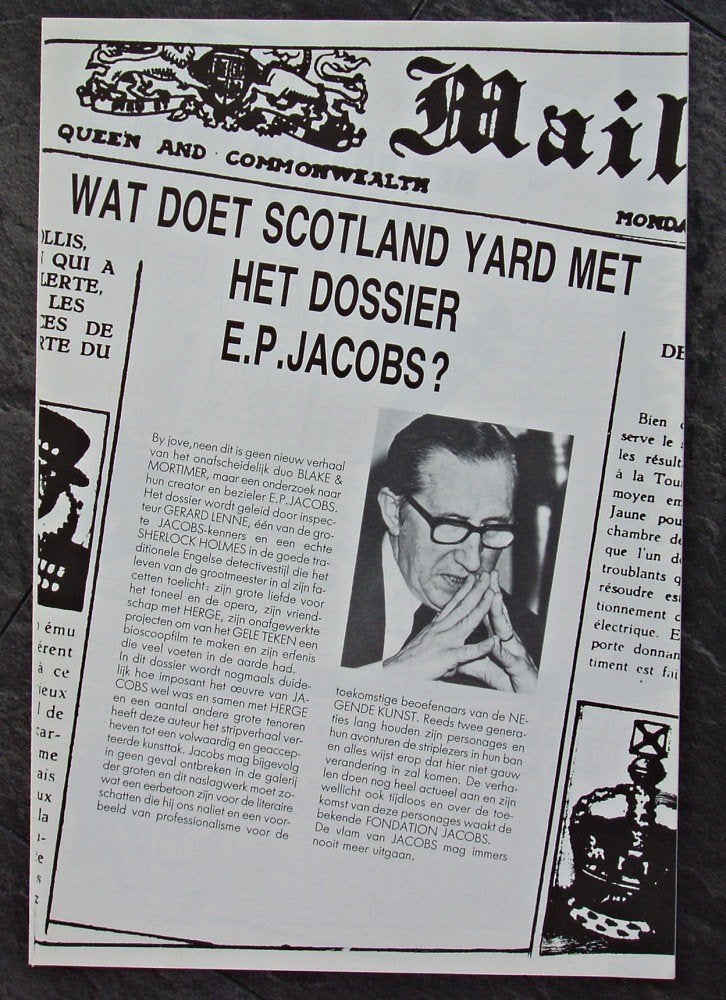 Folder Blake en Mortimer - Dossier E.P. Jacobs? - 1991, Verzamelen, Verzenden, Overige figuren, Zo goed als nieuw, Overige typen