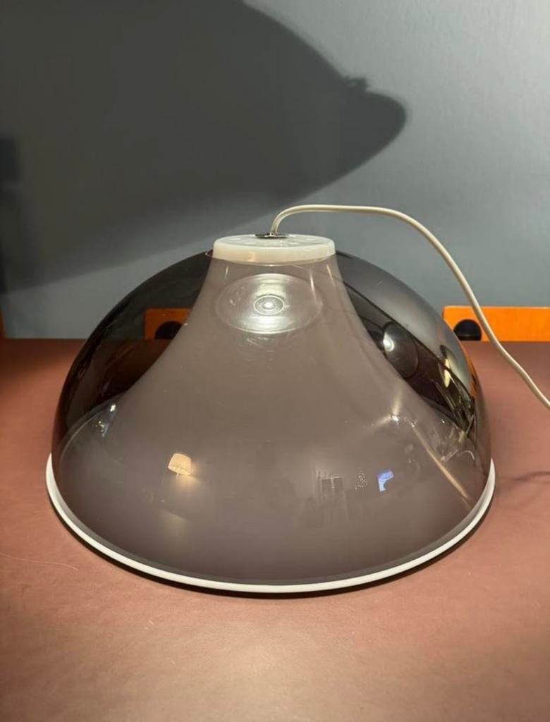 Vintage Space Age dubbel kunststof Dijkstra hanglamp.550, Huis en Inrichting, Lampen | Hanglampen, Ophalen, Zo goed als nieuw