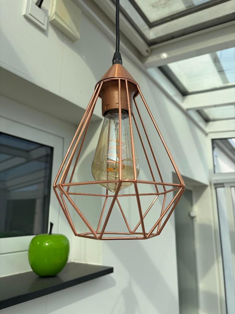 Hanglamp in koperkleur met LED lamp, Huis en Inrichting, Ophalen of Verzenden, Zo goed als nieuw, Metaal, Modern
