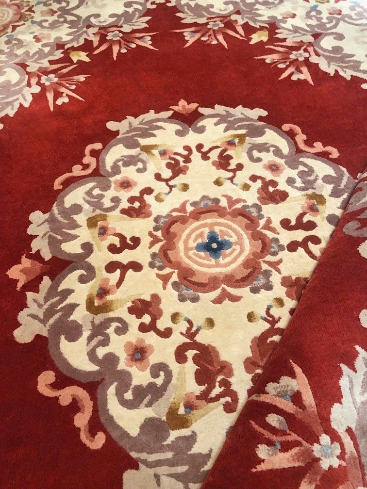 Chinees tapijt handgeknoopt vloerkleed wol vintage klassiek, Gebruikt, 200 cm of meer, 200 cm of meer, Rechthoekig