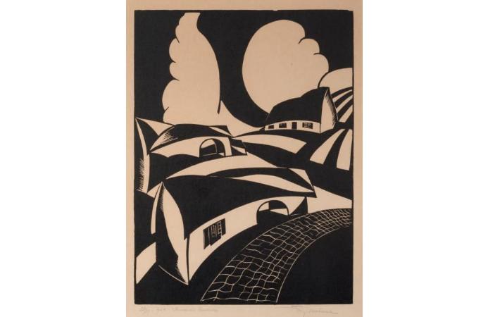 Aparte "voorstudie" van houtdruk Joris Minne, Antiek en Kunst, Ophalen of Verzenden