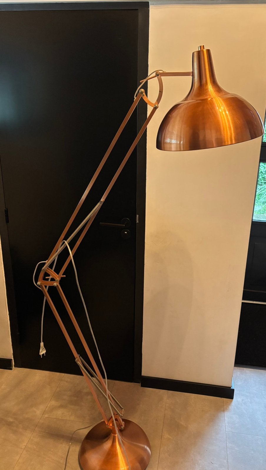 Koperkleurige vloerlamp, Huis en Inrichting, Ophalen, Gebruikt, 150 tot 200 cm