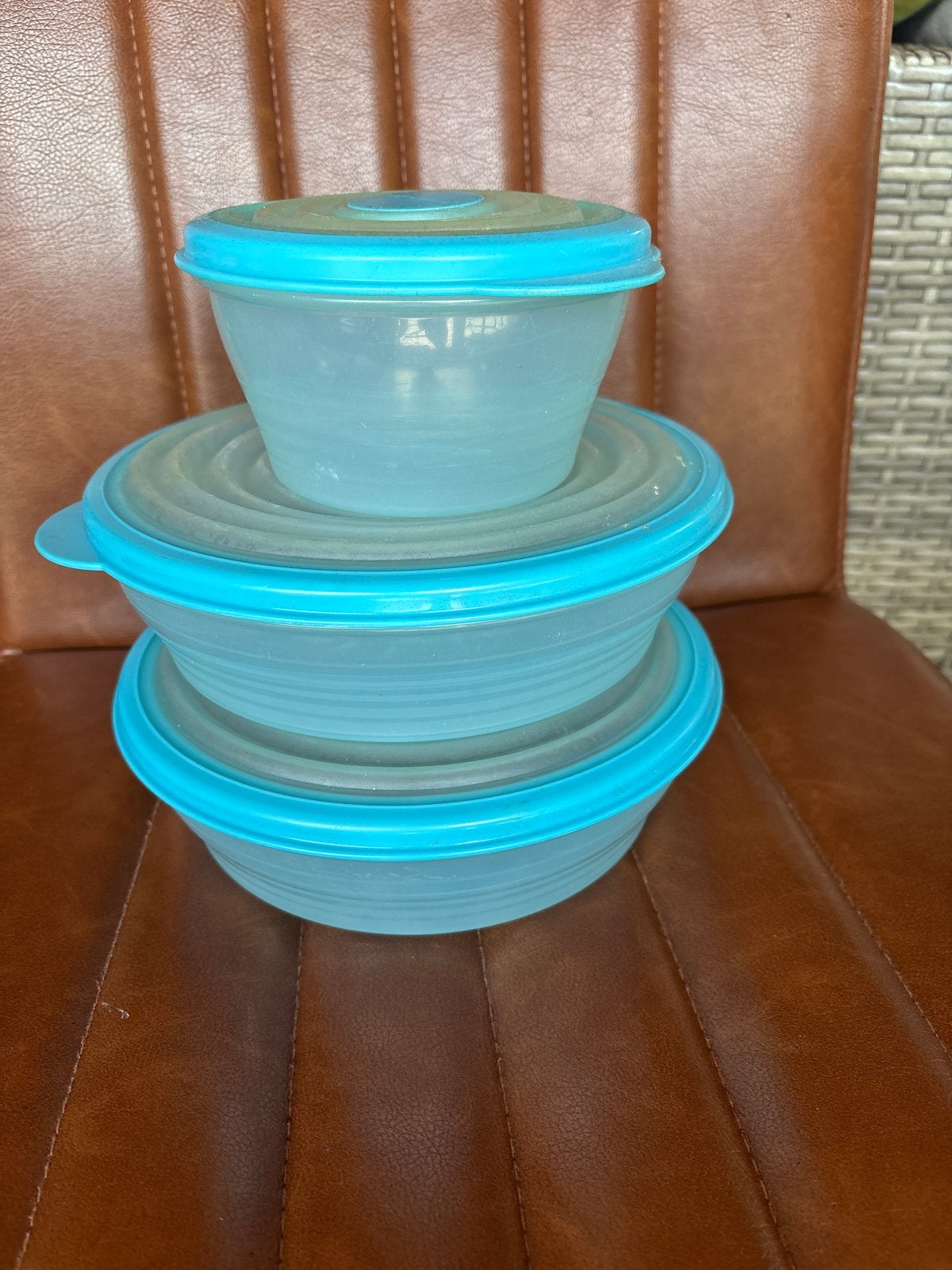 Tupperware opvouwbare bakjes set - Blauw, Ophalen, Gebruikt, Bewaardoos, Blauw