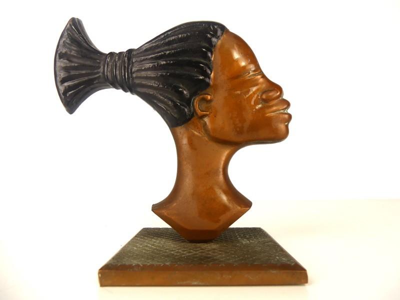 🌍Brocante: Beeld van Afrikaanse jager - Art deco🏷️€7,-, Bruin, Afrika, Handgemaakt, Ophalen of Verzenden