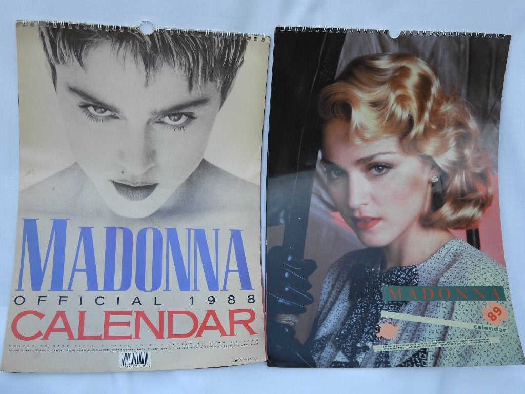 2 Vintage Madonna Kalenders 1988 1989 pop muziek zangeres, Verzamelen, Ophalen of Verzenden, Zo goed als nieuw, Boek, Tijdschrift of Artikel