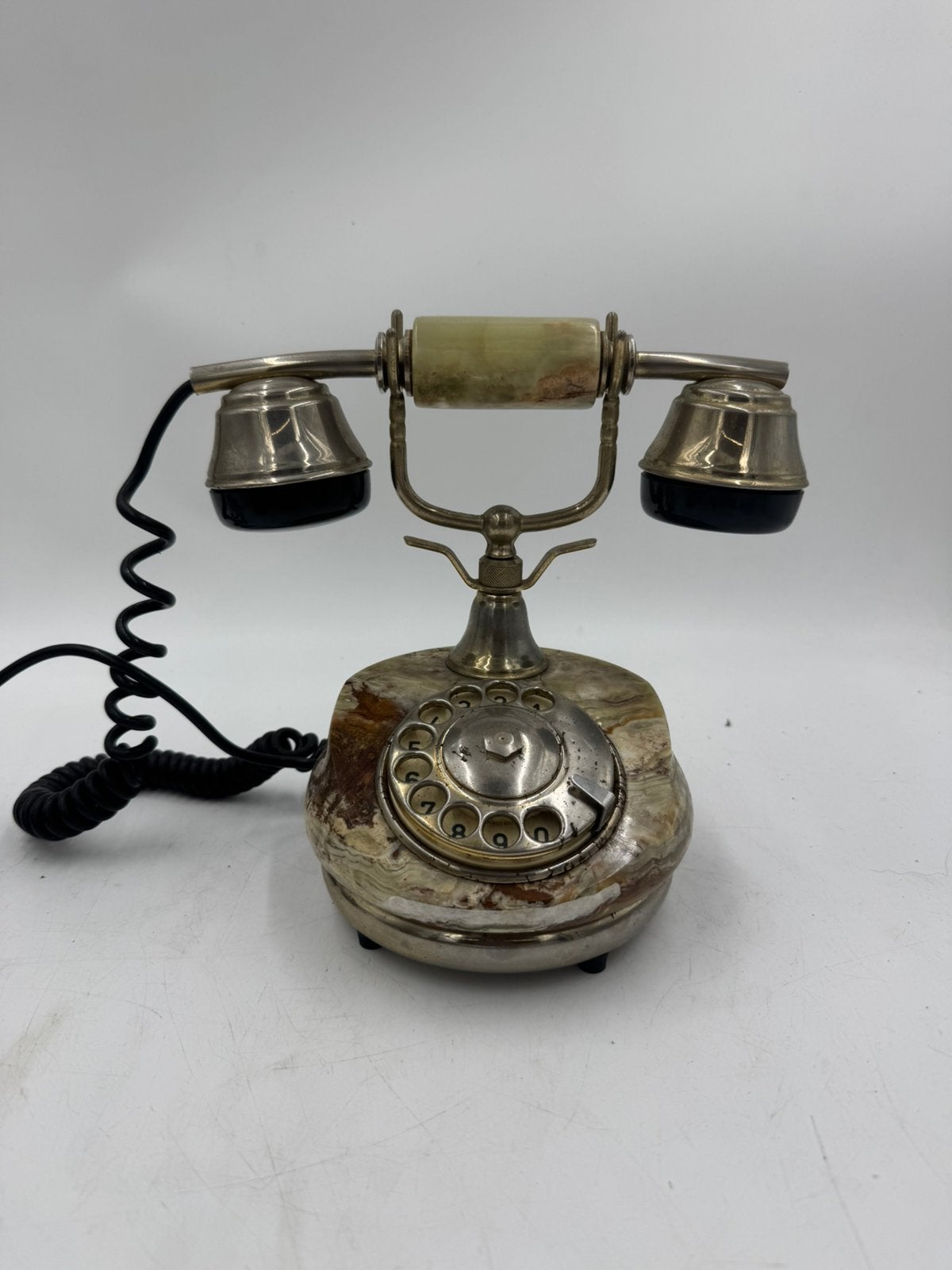 Antieke Marmeren Draaischijf Telefoon |Vintage Onyx Telefoo, Ophalen of Verzenden