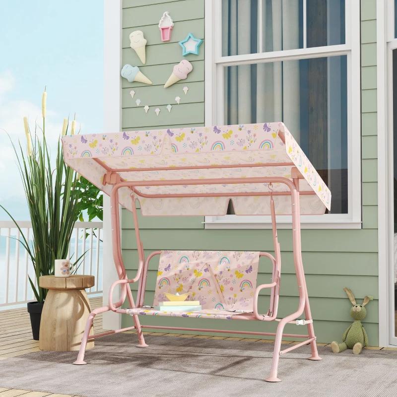 AIYAPLAY Hollywoodschommel Kinder Roze - Stalen Frame, 2-Zit, Ophalen of Verzenden, Nieuw