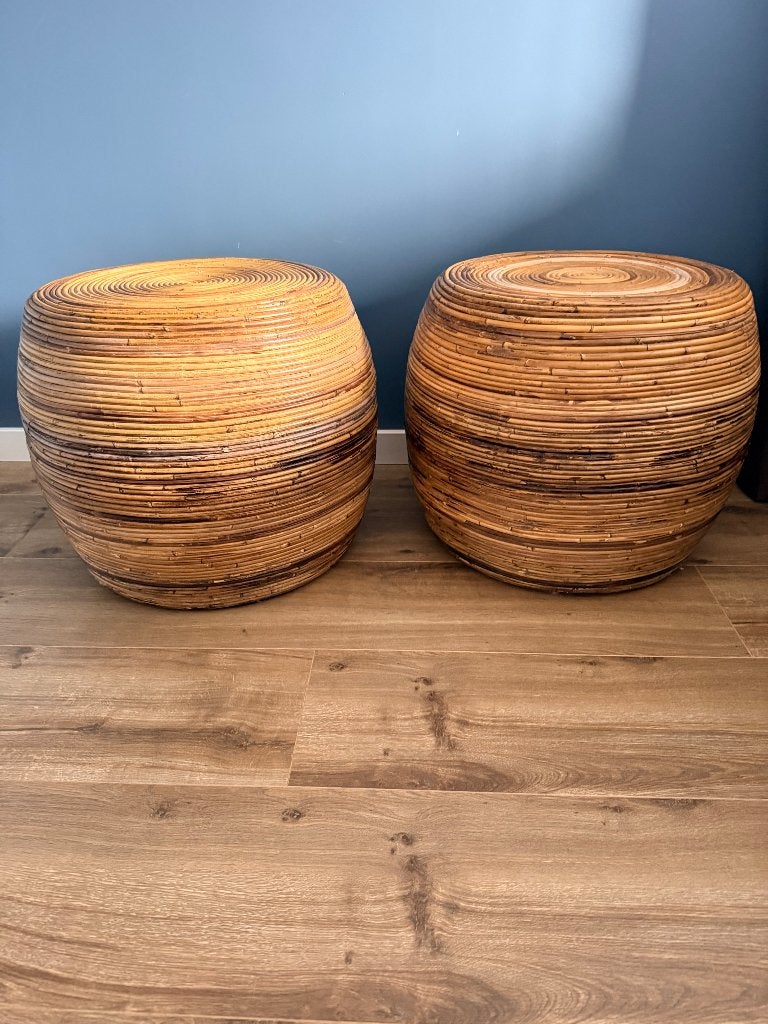 Rotan bijzettafels Rivièra Maison LAL, Huis en Inrichting, Overige materialen, Minder dan 55 cm, Rond, Bohemian