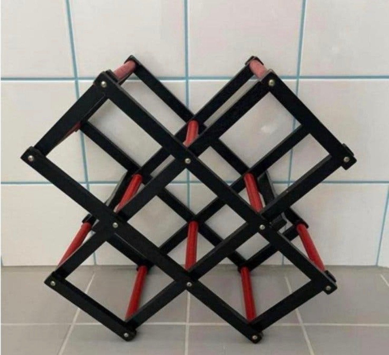Frans wijnrekje hout vintage Concertina inklapbaar, Ophalen of Verzenden, Huis en Inrichting