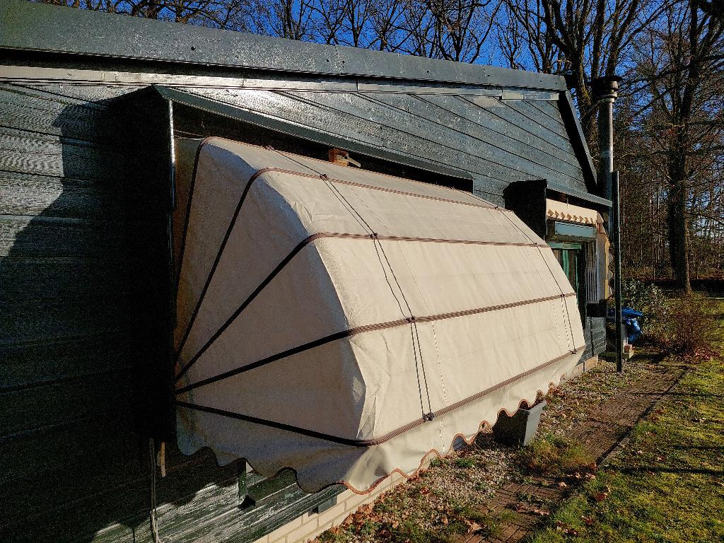 markiezen beige, Ophalen, Gebruikt, Minder dan 250 cm, Markies