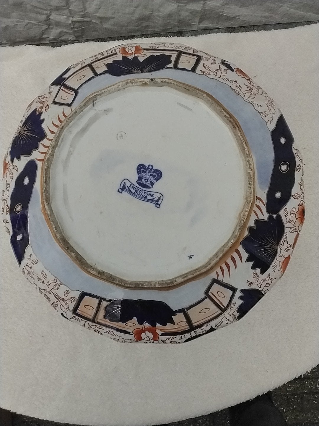 Antieke Ironstone China kom met bloemmotief, 35,5 cm, Ophalen of Verzenden