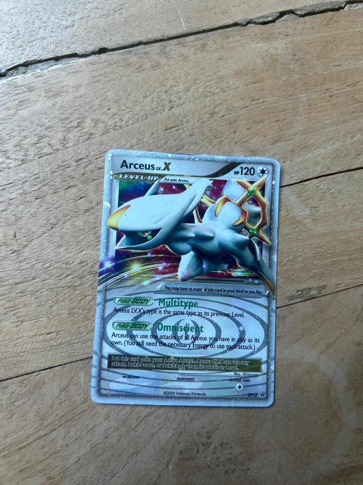 Arceus LV.X Pokémon kaart - Zeldzaam en glimmend, Ophalen of Verzenden, Gebruikt, Losse kaart, Foil