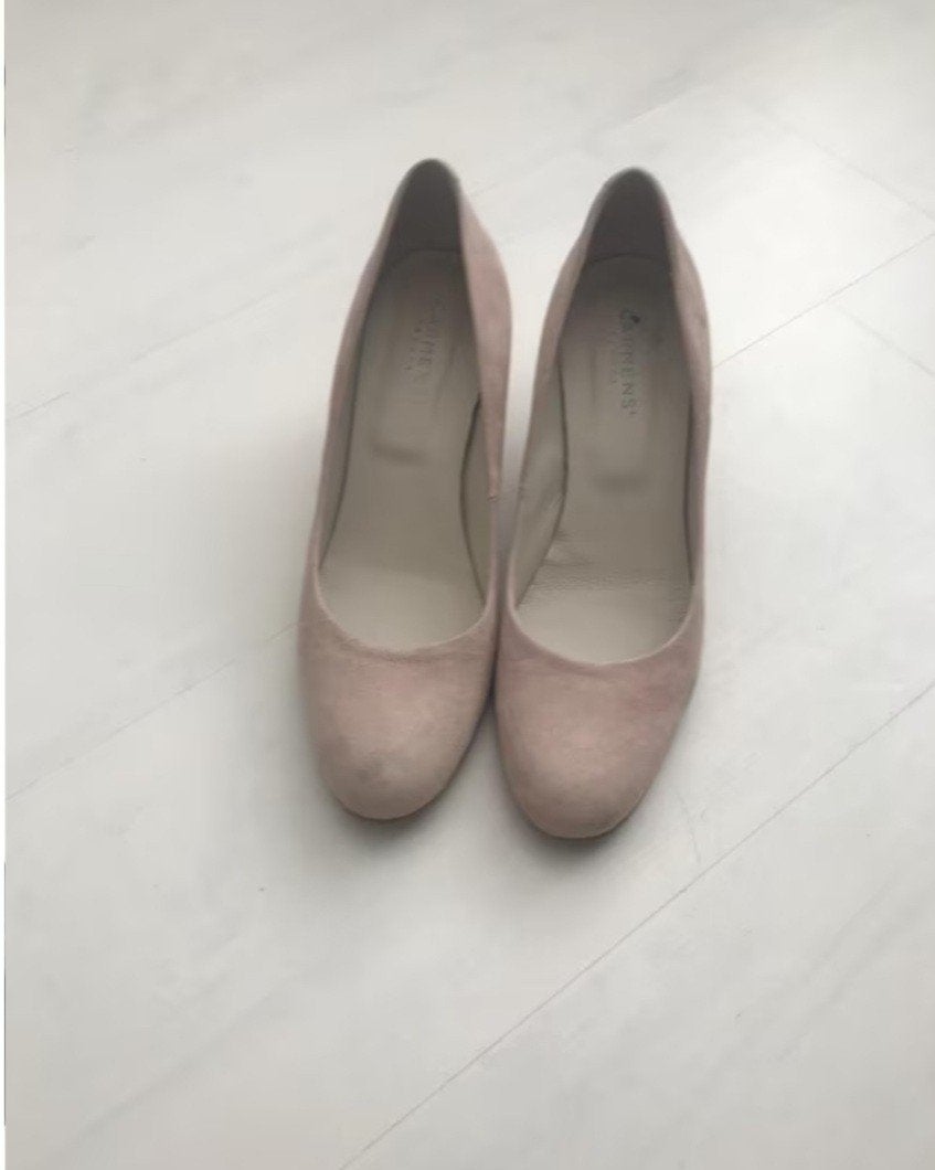 Roze Suède Schoenen met Houten Hak, Ophalen of Verzenden, Zo goed als nieuw, Carmens, Schoenen met hoge hakken