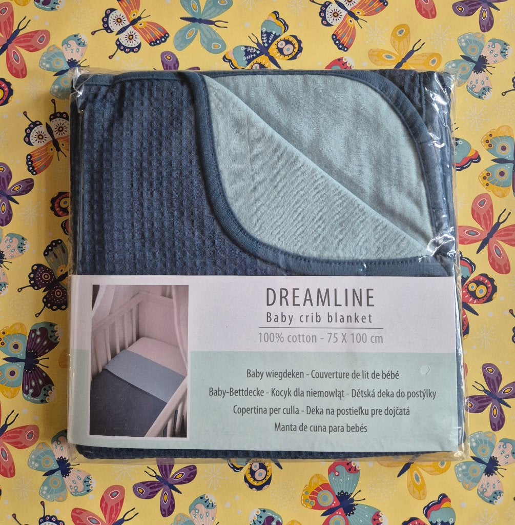 🍼Nieuwe Dreamline baby wiegdeken donkerblauw 100% katoen, Ademend, Nieuw, Deken, Overige merken