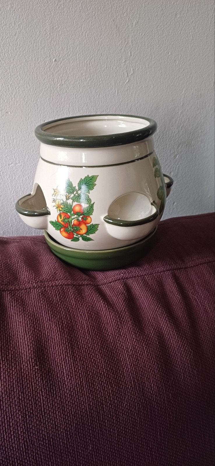 Prachtige vintage aardbeien bloempot zgan, Ophalen of Verzenden, Huis en Inrichting