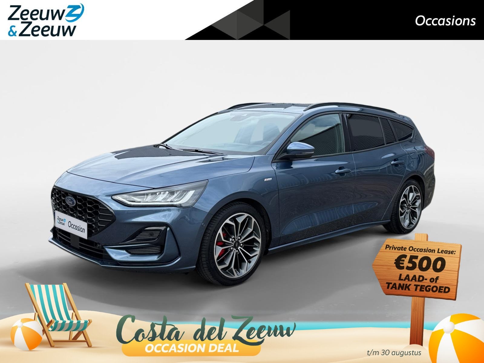 Ford Focus Wagon 1.0 EcoBoost Hybrid ST Line X | NL auto | 1, Auto's, Ford, 12 maanden, Gebruikt, Blauw, Origineel Nederlands