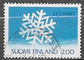 FINLAND 2 M zegel 50 jr Beëindiging Oorlog met Rusland 1990, Verzenden, Finland, Gestempeld