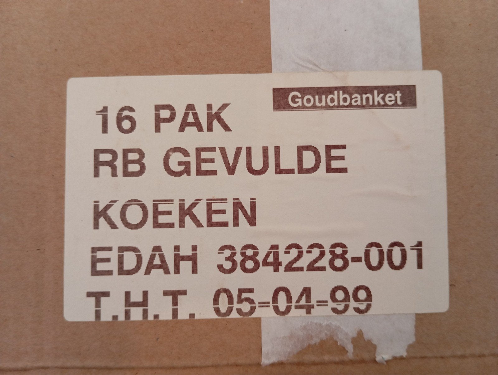 oud EDAH etiket op gedeelte van een doos, Ophalen of Verzenden, Gebruikt, Overige typen