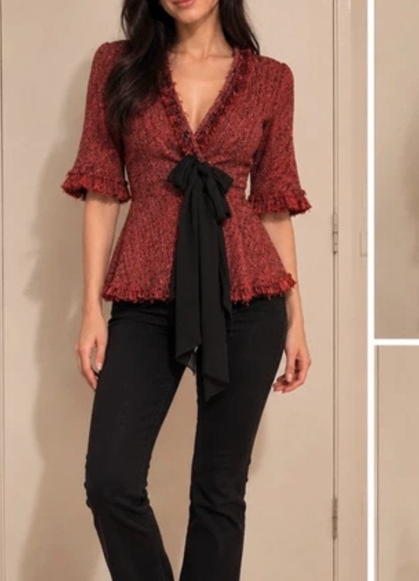 Zara rood tweed achtig getailleerd jasje maat S. Nieuw, Zara, Nieuw, Ophalen of Verzenden, Jasje