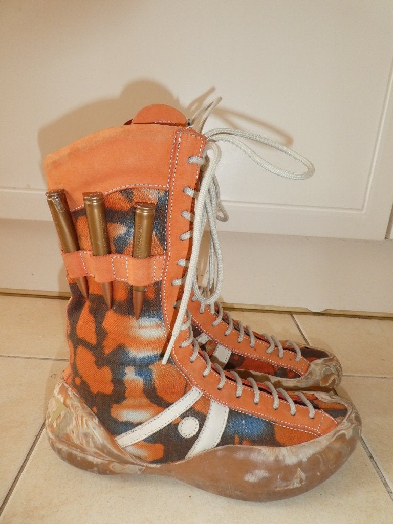 The ART Company laarzen 40 VINTAGE oranje camouflage canvas, Hoge laarzen, Verzenden, Oranje, Zo goed als nieuw