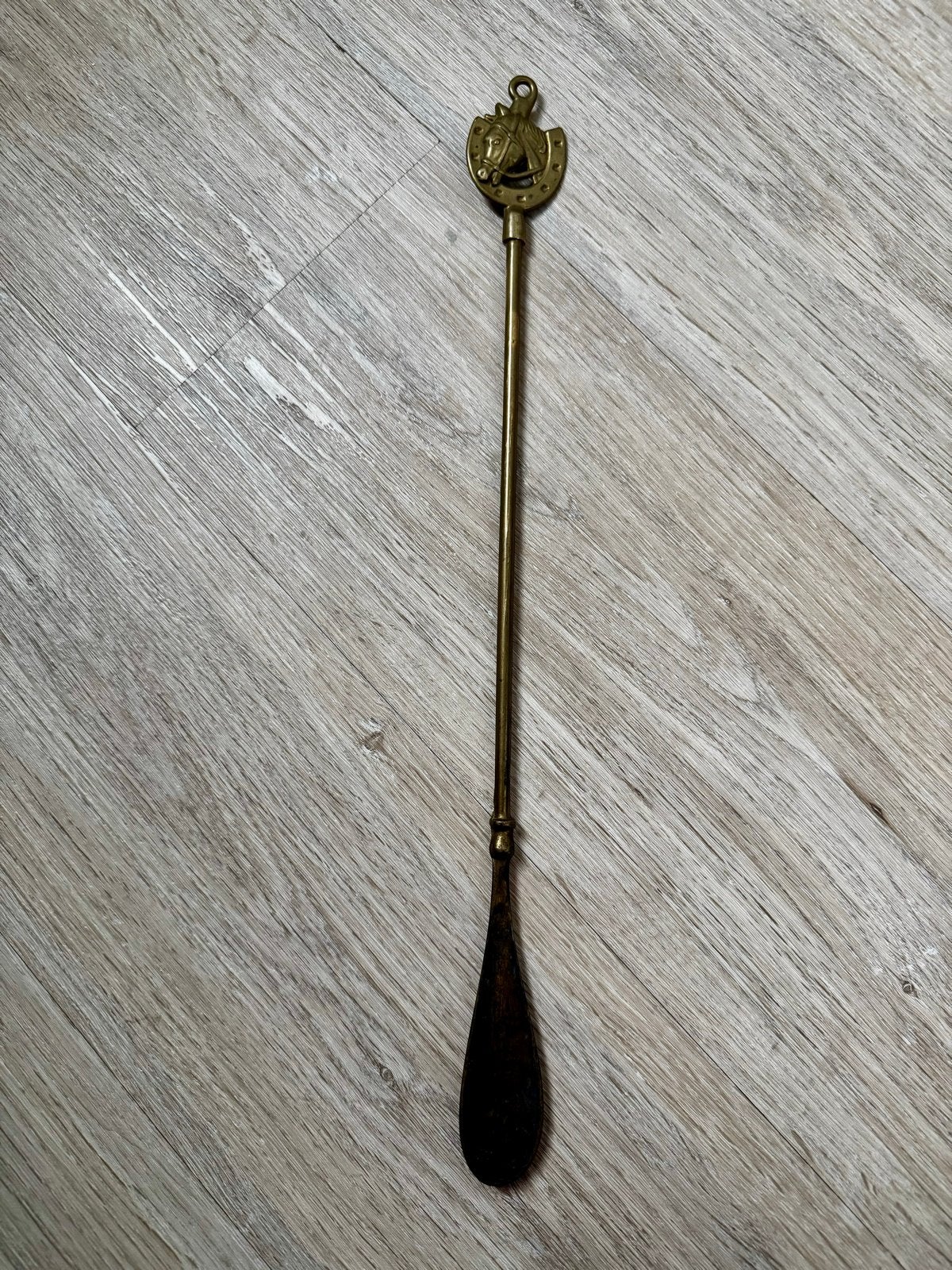 Vintage schoenlepel met paardenhoofd - 45 cm, Ophalen of Verzenden