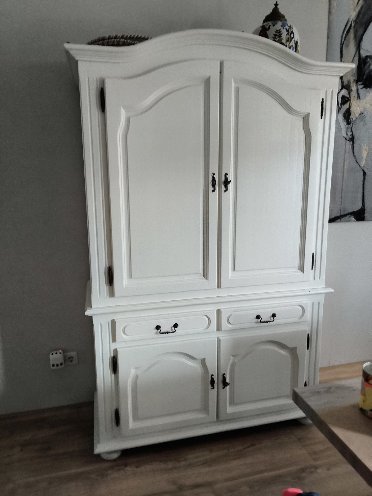 Eiken kast.1.85 hoog. Diep 0.50 cm.  Breed 1.25 cm. Wit., Ophalen of Verzenden