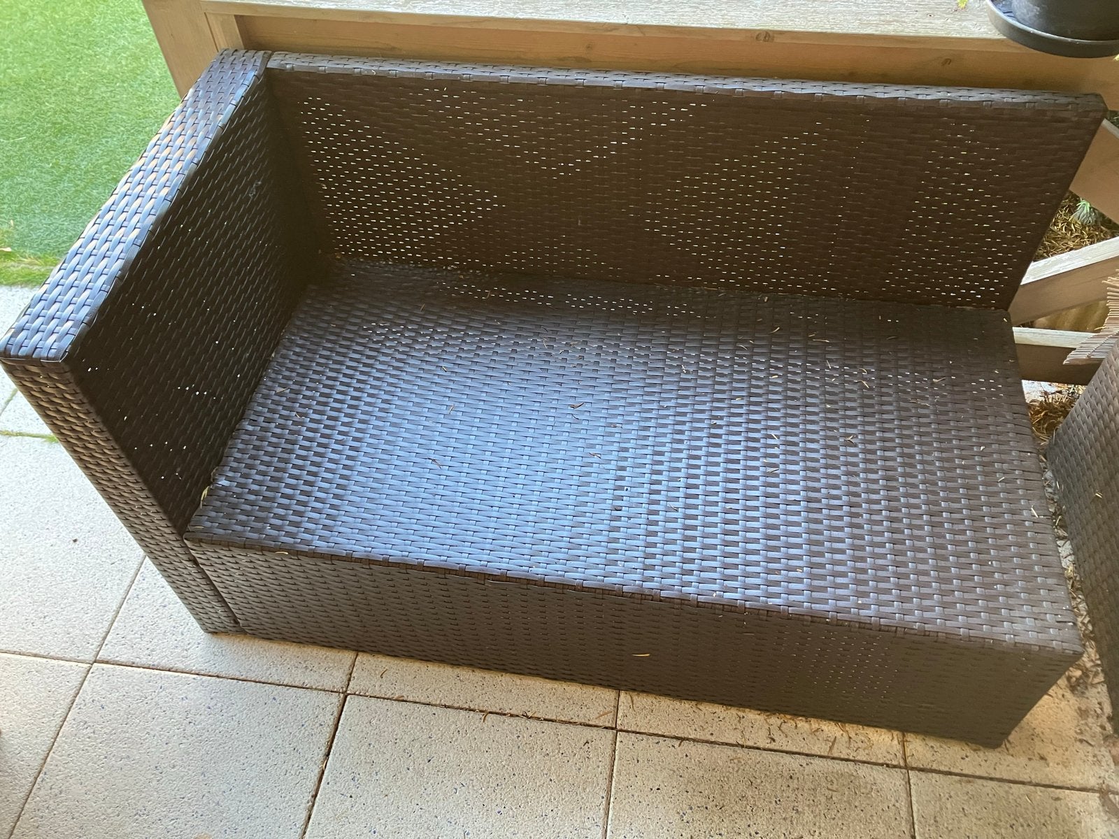 Wicker Kunststof Tuinbank met Opbergruimte, Tuin en Terras, Tuinbanken, Ophalen, Gebruikt, Wicker