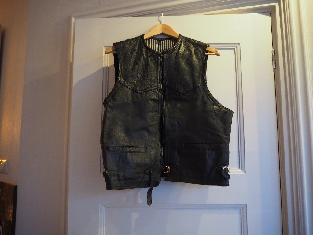 Vintage leren gilet, Ophalen of Verzenden, Zo goed als nieuw, Maat 52/54 (L), Zwart