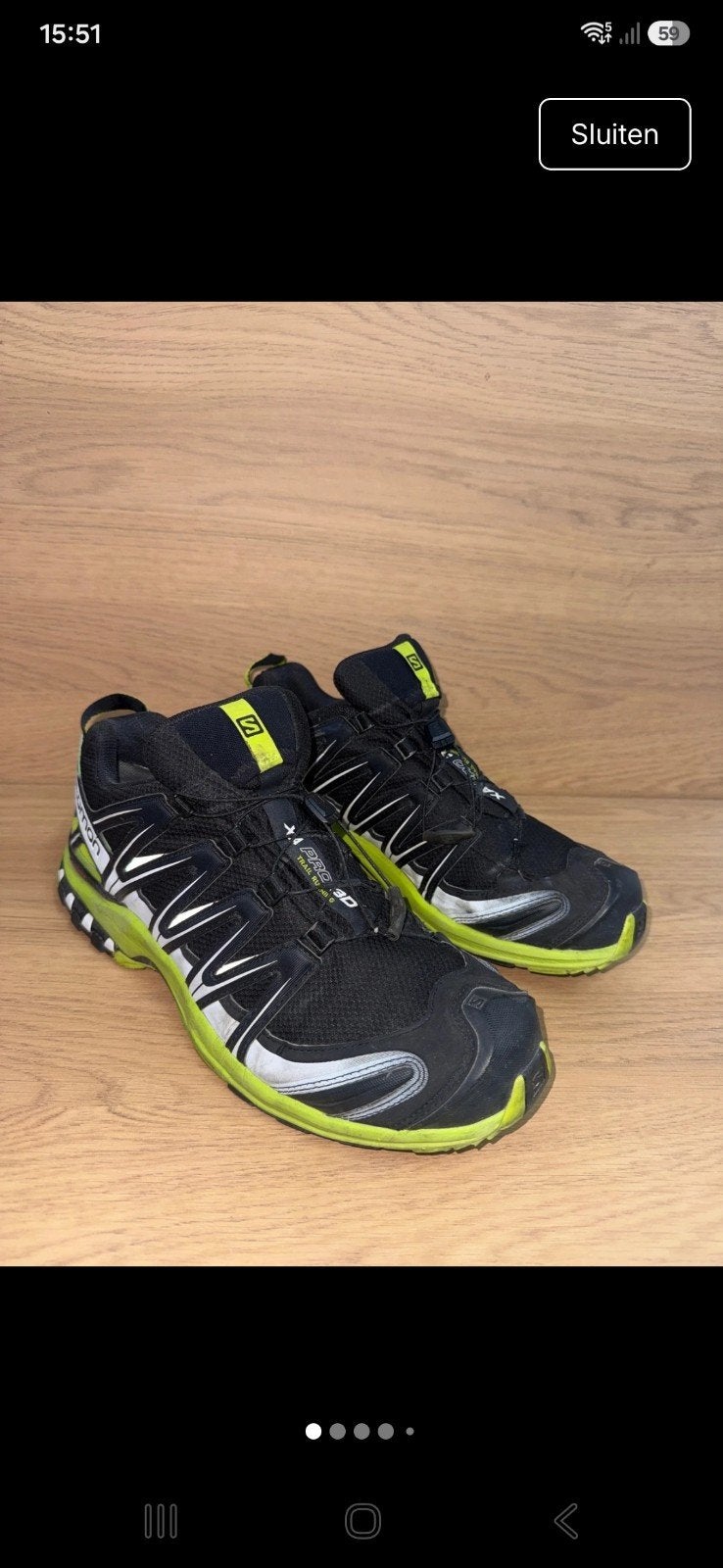 Salomon XA Pro 3D Trail Hardloopschoenen Zwart/Neon Groen 46, Zwart, Ophalen of Verzenden, Sneakers of Gympen, Salomon