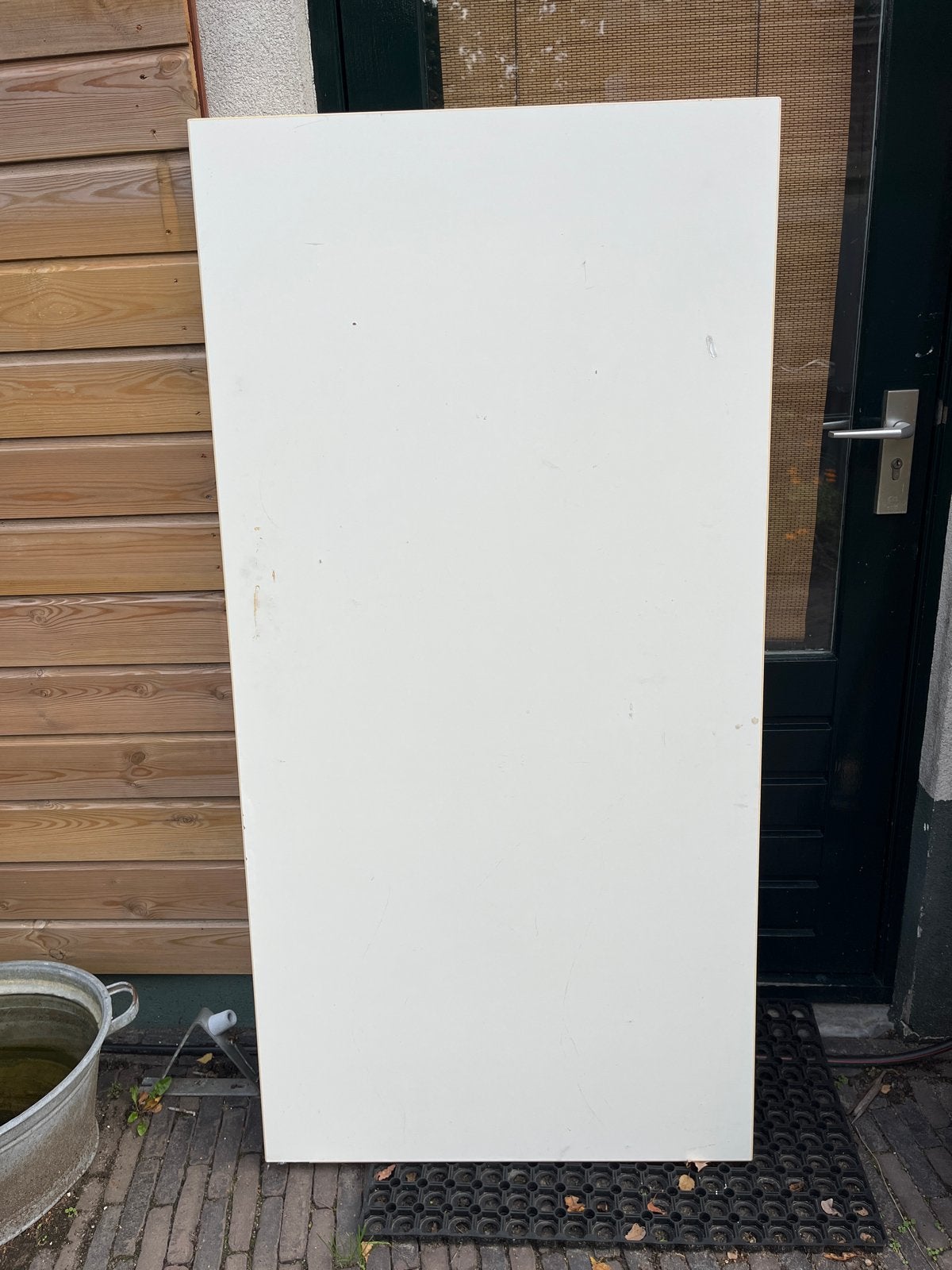 Wit bureau met verstelbare poten, Huis en Inrichting, Ophalen, Gebruikt, Metaal, Wit