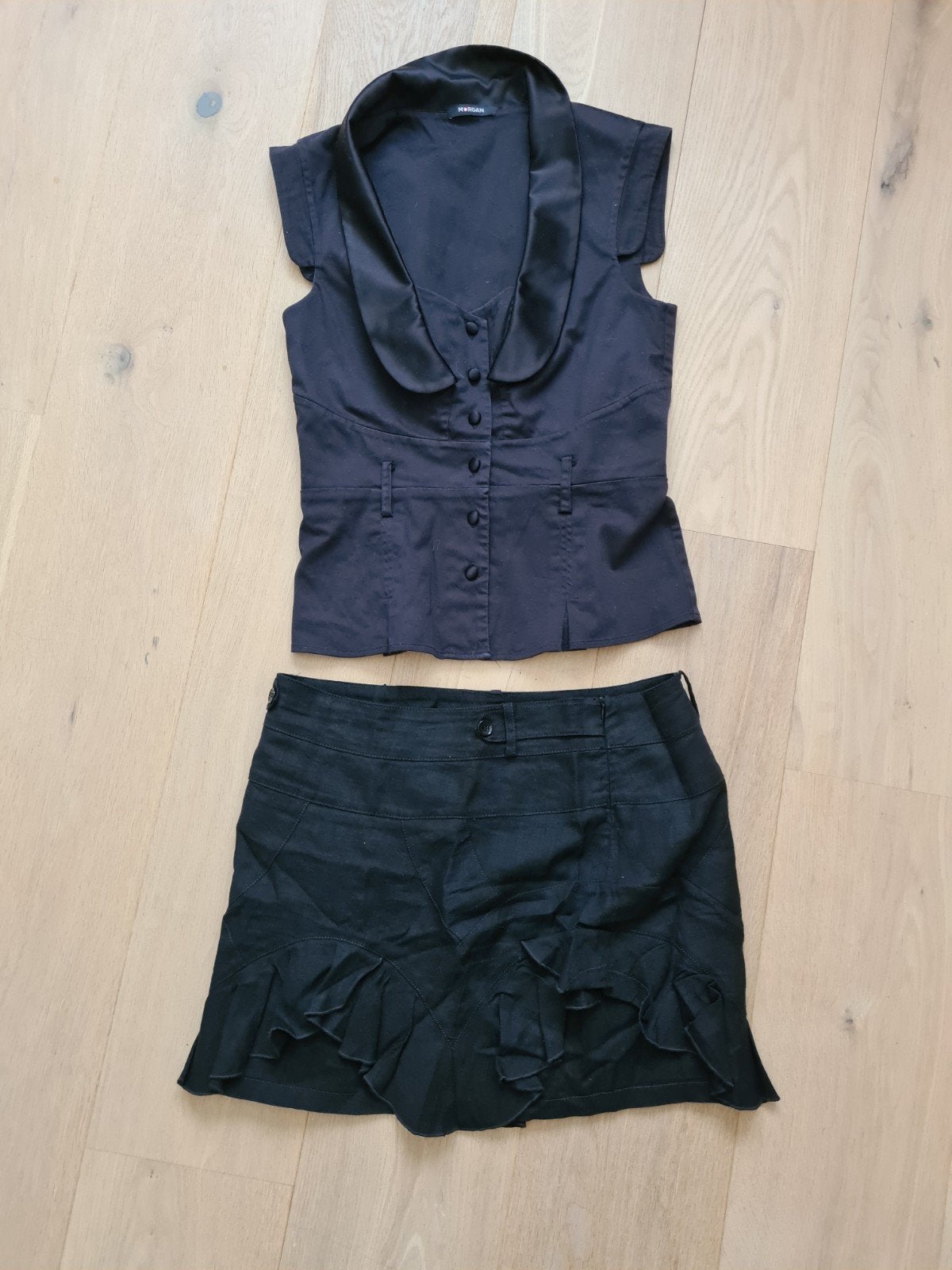 Katoenen setje: Morgan & Guess  Maat S, Ophalen, Zwart, Zo goed als nieuw, Maat 36 (S)