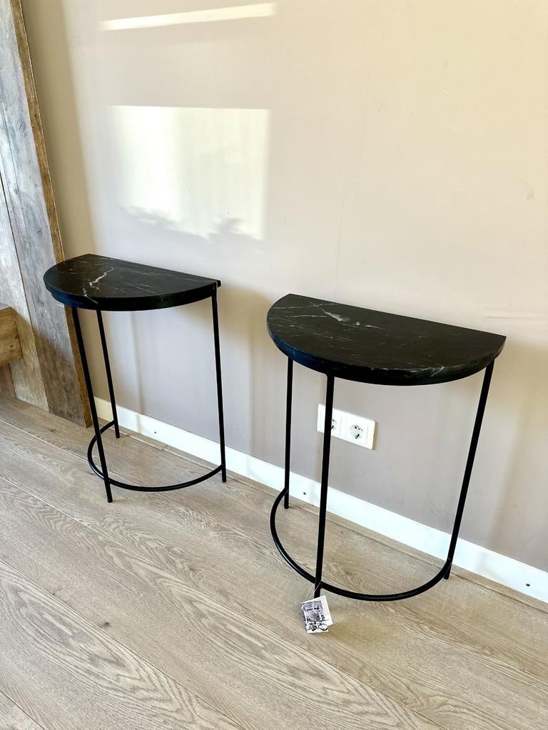 Marmeren Bijzettafel Sidetable Nachtkastjes - NIEUW, Ophalen, Overige materialen, Minder dan 55 cm, Rond