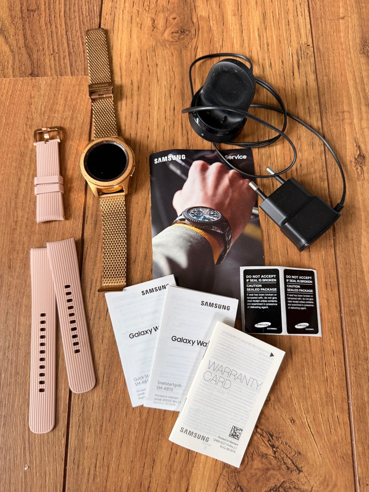 Samsung Galaxy Watch 42mm (1e generatie) - Roségoud, Gebruikt, Hartslag, Ophalen of Verzenden, Android