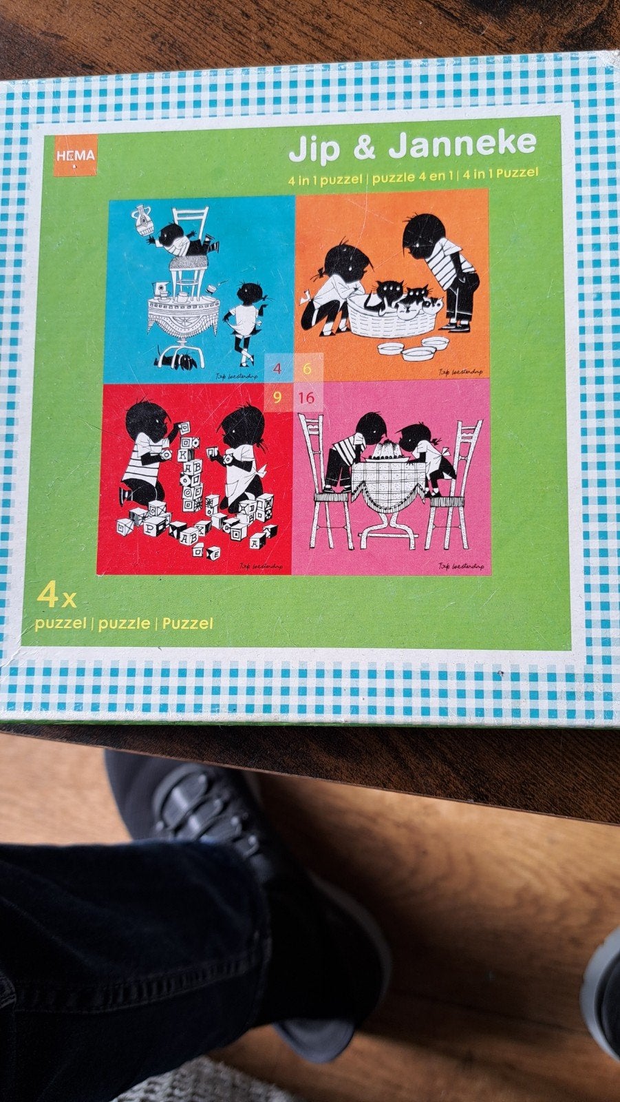 Jip & Janneke 4-in-1 Puzzel van HEMA, Ophalen, 10 tot 50 stukjes, Zo goed als nieuw, 2 tot 4 jaar