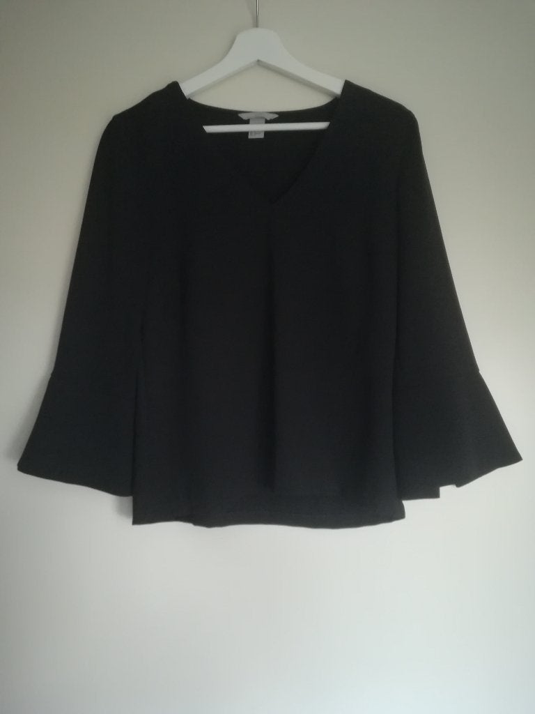 H&M Top met Split in Mouwen Zwart maat 34, H&M, Zwart, Ophalen of Verzenden, Zo goed als nieuw