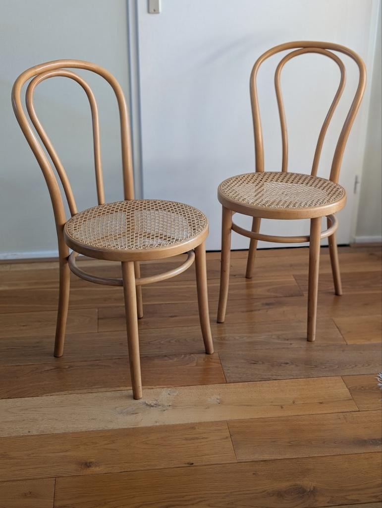 Set van 2 Thonet No 18 rotan caféstoelen, ZPM Radomsko, Ophalen of Verzenden