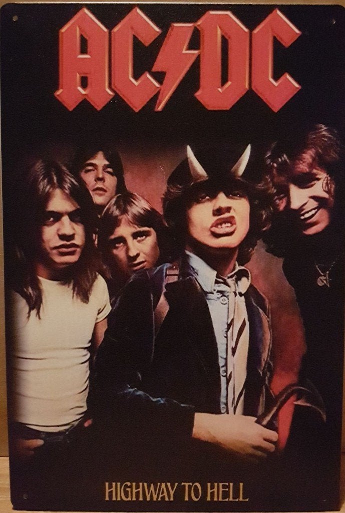 ACDC Highway to hell reclamebord van metaal wandbord deco, Info@deconoord.nl, Deco Noord, Nieuw, Ophalen of Verzenden