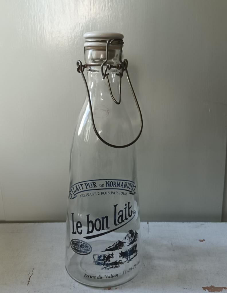 Vintage Franse Melkfles 'Le Bon Lait' met Beugelsluiting, Ophalen of Verzenden