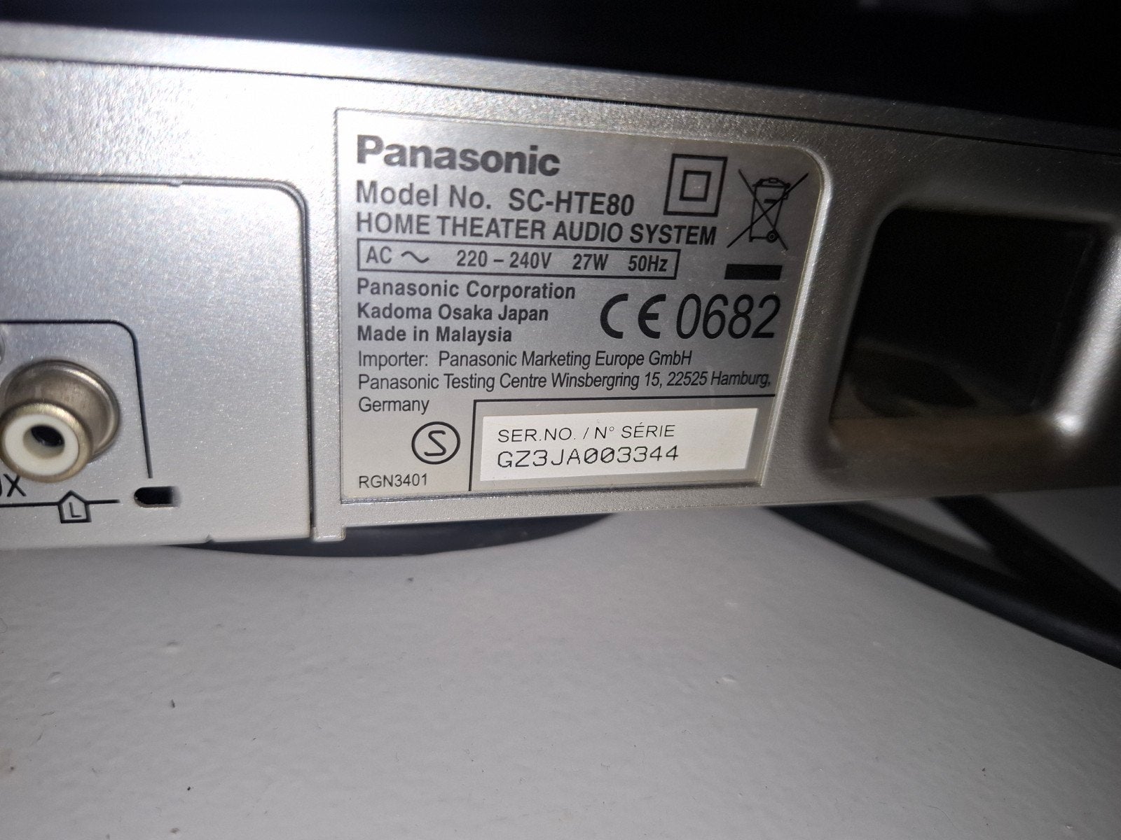 Panasonic SC-HTE80 Home Theater Audio Systeem, Ophalen, Panasonic, Minder dan 40 watt, Overige spelers
