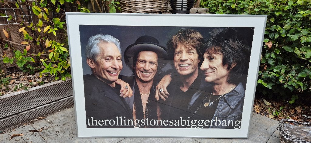 Poster - Ingelijst - Rolling Stones, Ophalen, 50 tot 75 cm, Metaal of Aluminium, Zo goed als nieuw