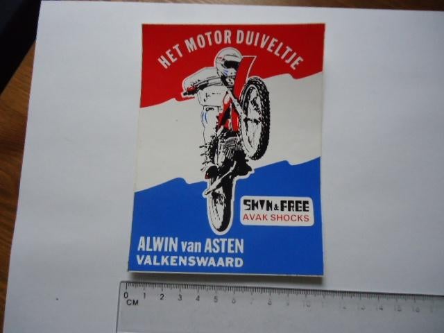 sticker oud Motorcross Alwin v Asten valkenswaard motor cros, Verzenden, Zo goed als nieuw, Bedrijf of Vereniging