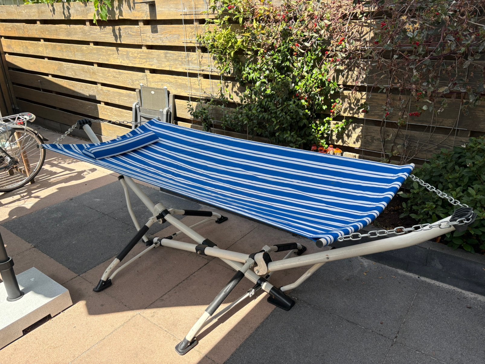 Hangmat met standaard te koop teab, Tuin en Terras, Hangmatten, Ophalen, Eenpersoons, Buiten, Gebruikt