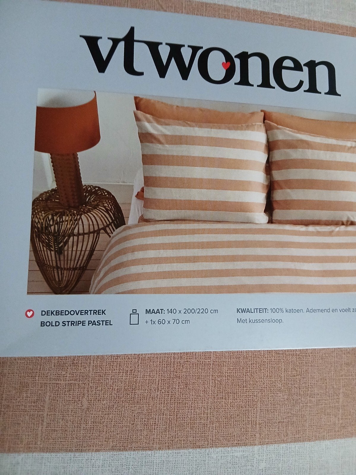 VT Wonen Dekbedovertrek Bold Stripe Pastel - 140x200/220 cm, Ademend, Eenpersoons, Meerkleurig, Dekbedovertrek