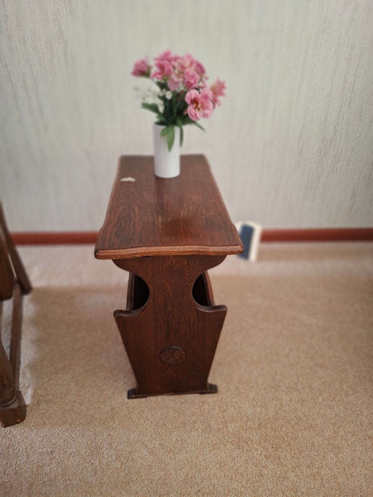 krantenbak bijzettafeltje hout, Ophalen, Rond, Minder dan 55 cm